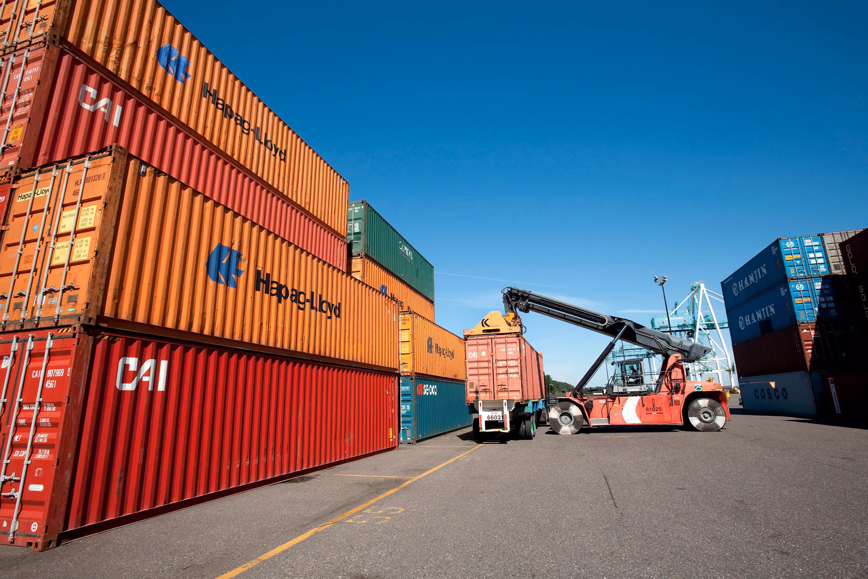 A congested cargo port.